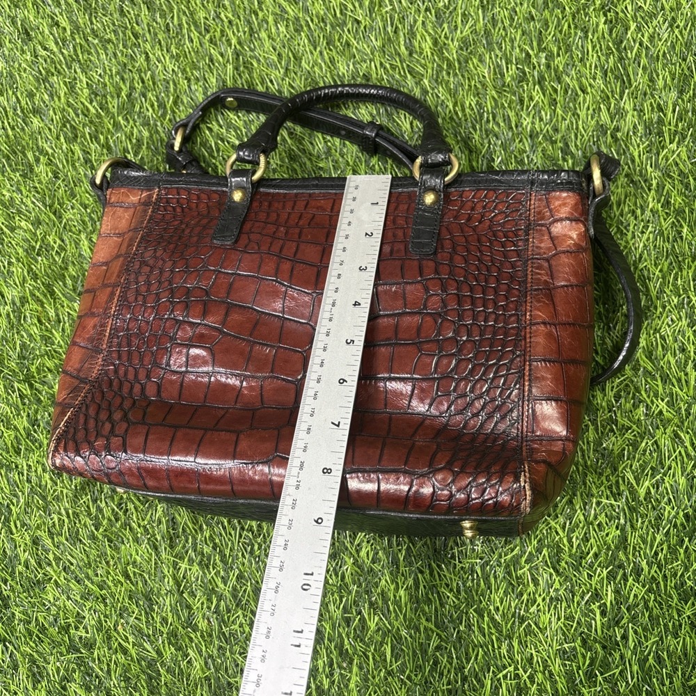 Brahmin Pecan Melbourne Leather Satchel Brown Black Croc Embossed Crossbody - Picture 4 of 12